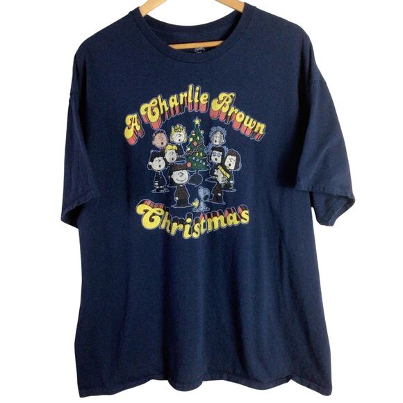 Peanuts A Charlie Brown Christmas T Shirt Navy Blue 2XL XXL - Picture 1 of 4